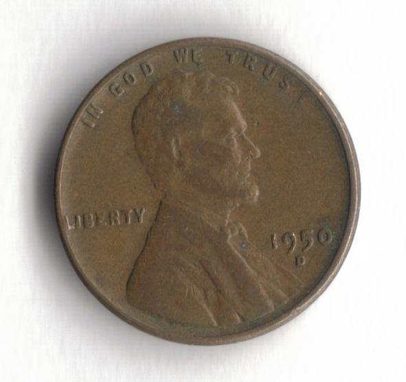 1950 D Lincoln Wheat Cent Penny VG 1