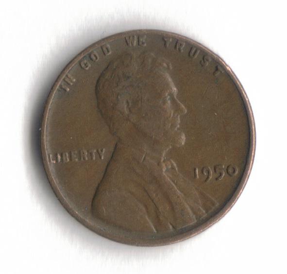 1950 P Lincoln Wheat Cent Penny VG 2