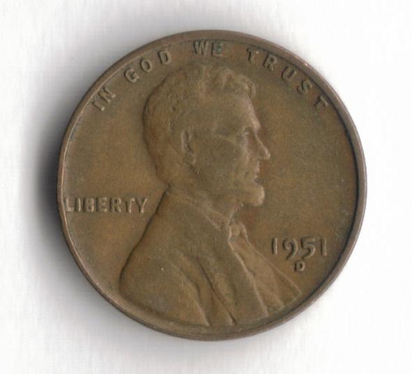 1951 D Lincoln Wheat Cent Penny VG 1