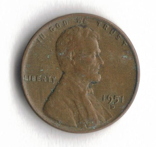 1951 D Lincoln Wheat Cent Penny VG 2