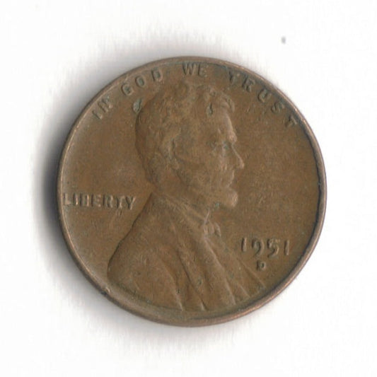 1951 D Lincoln Wheat Cent Penny VG 3