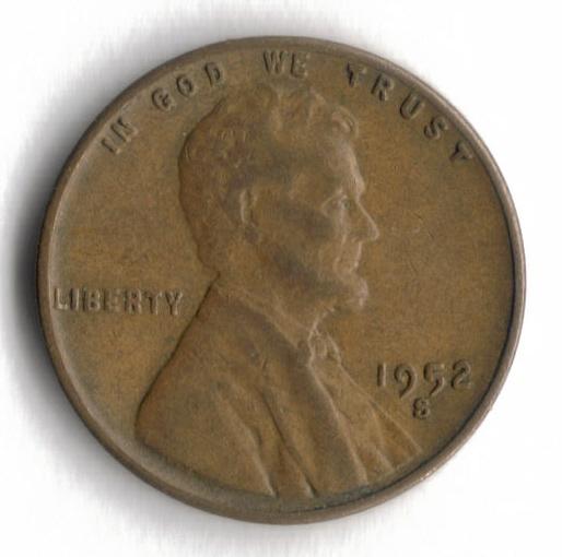 1952 S Lincoln Wheat Cent Penny VG 1