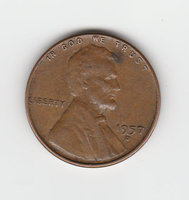 1957 D Lincoln Wheat Cent Penny VG 6