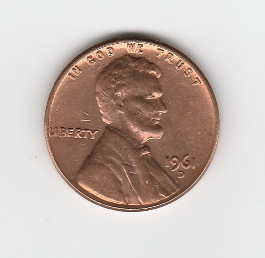 1961 D Lincoln Memorial Cent Penny VF 6