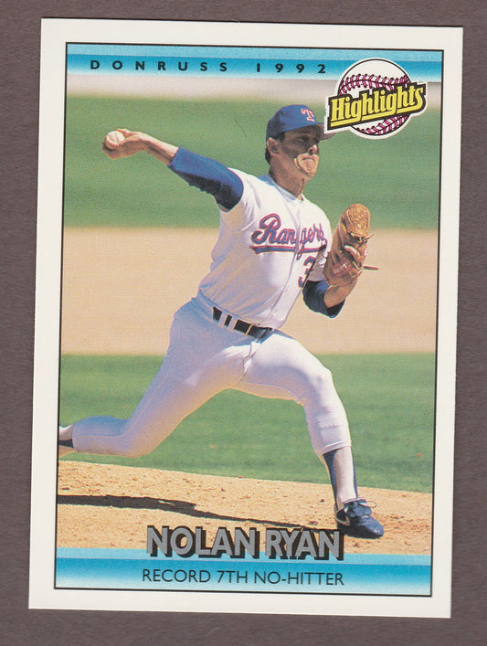 1992 Donruss NOLAN RYAN 154 Highlights Astros Rangers Near Mint