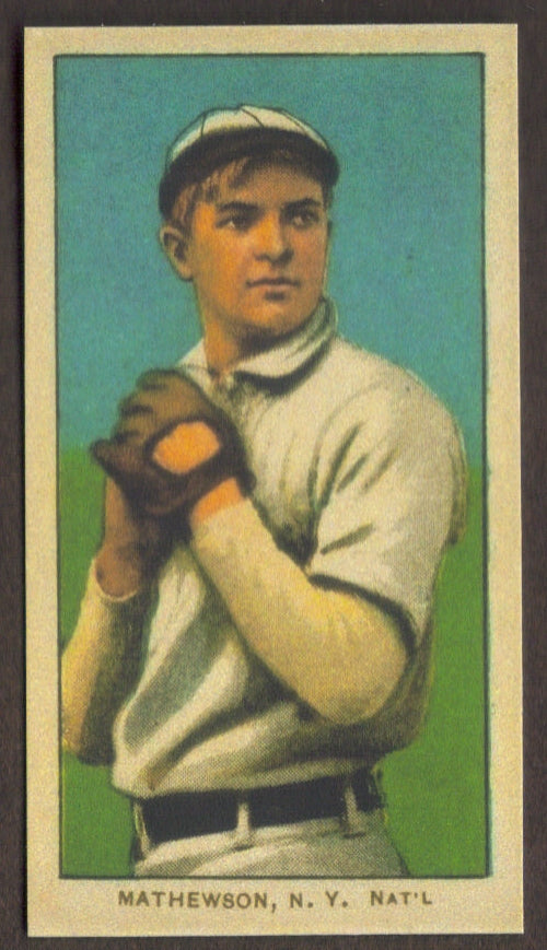 CHRISTY MATHEWSON RP Card White Cap Cobb Giants 1909 T206