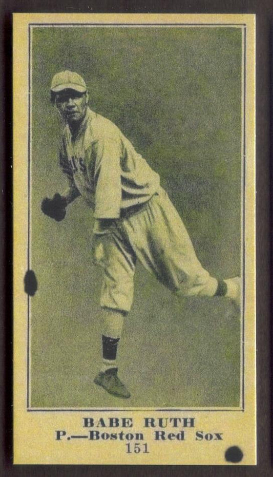 BABE RUTH Rookie RP Card 151 Red Sox Yankees RC 1916 M101 Famous Barr