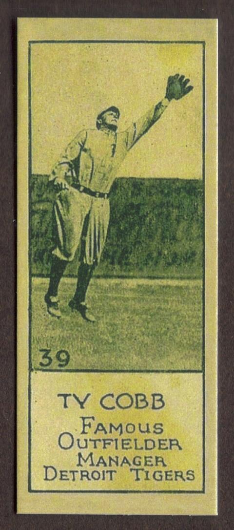 TY COBB RP Stripcard 39 Famous Outfielder Manager Tigers 1924 Willards