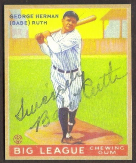 BABE RUTH RP Card 144 Facs Auto Yankees 1933 G