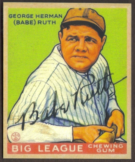 BABE RUTH RP Card 181 Facs Auto Yankees 1933 G