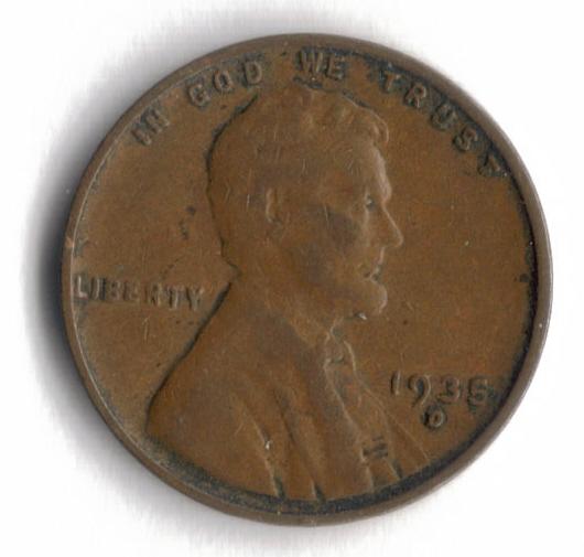 1935 D Lincoln Wheat Cent Penny VG