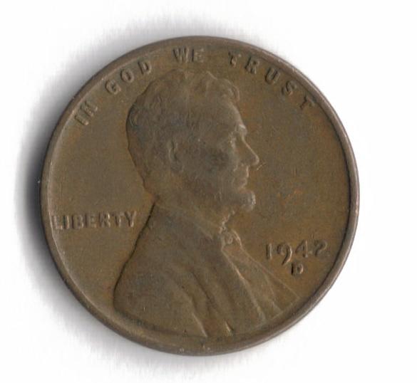 1942 D Lincoln Wheat Cent Penny War WWII Fine 4