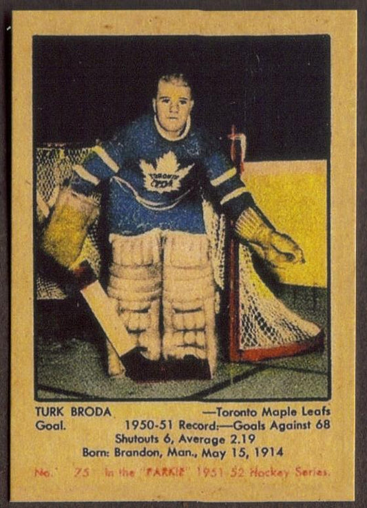 TURK BRODA RP Card 75 Maple Leafs 1951 PH