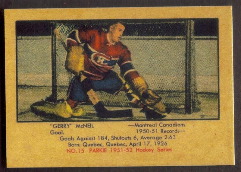 GERRY McNEIL Rookie RP Card 15 Canadiens RC 1951 PH