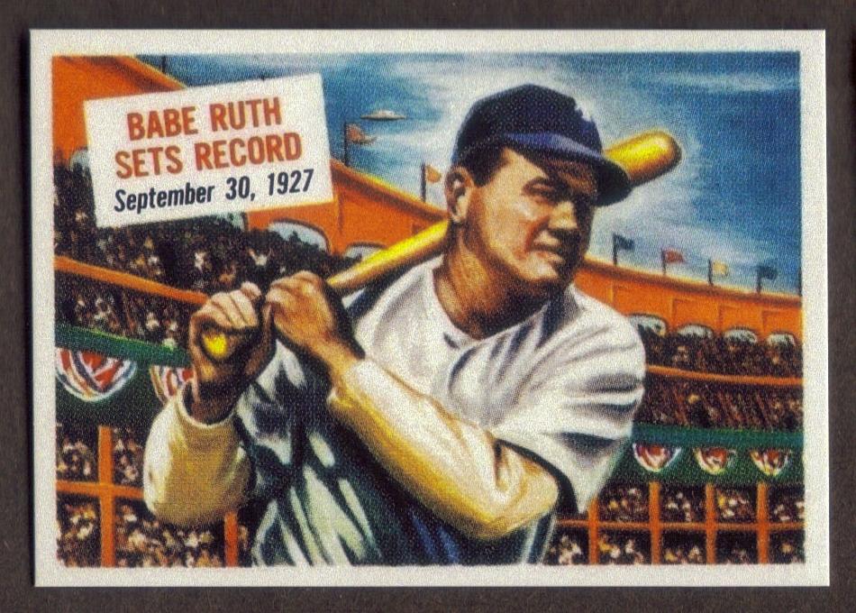 BABE RUTH RP Card 41 Sets Record Yankees 1954 T Scoops