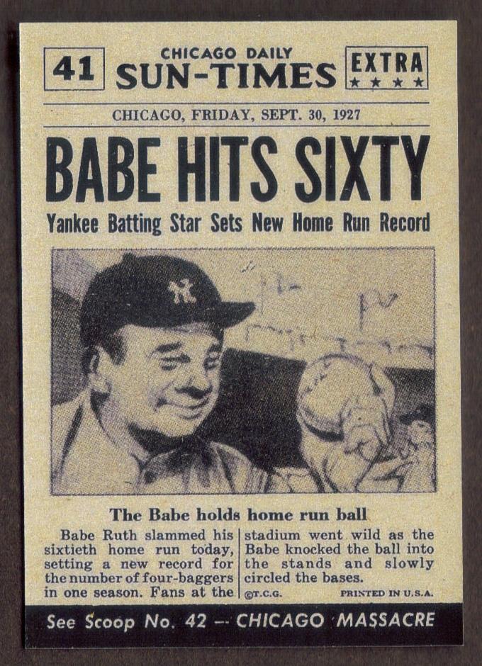 BABE RUTH RP Card 41 Sets Record Yankees 1954 T Scoops