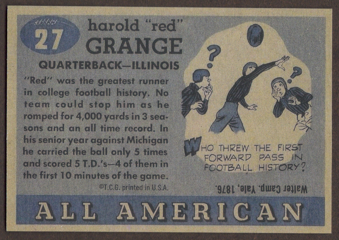 RED GRANGE RP Card 27 All-American Illinois Yankees Bears Galloping Ghost RC 1955 T