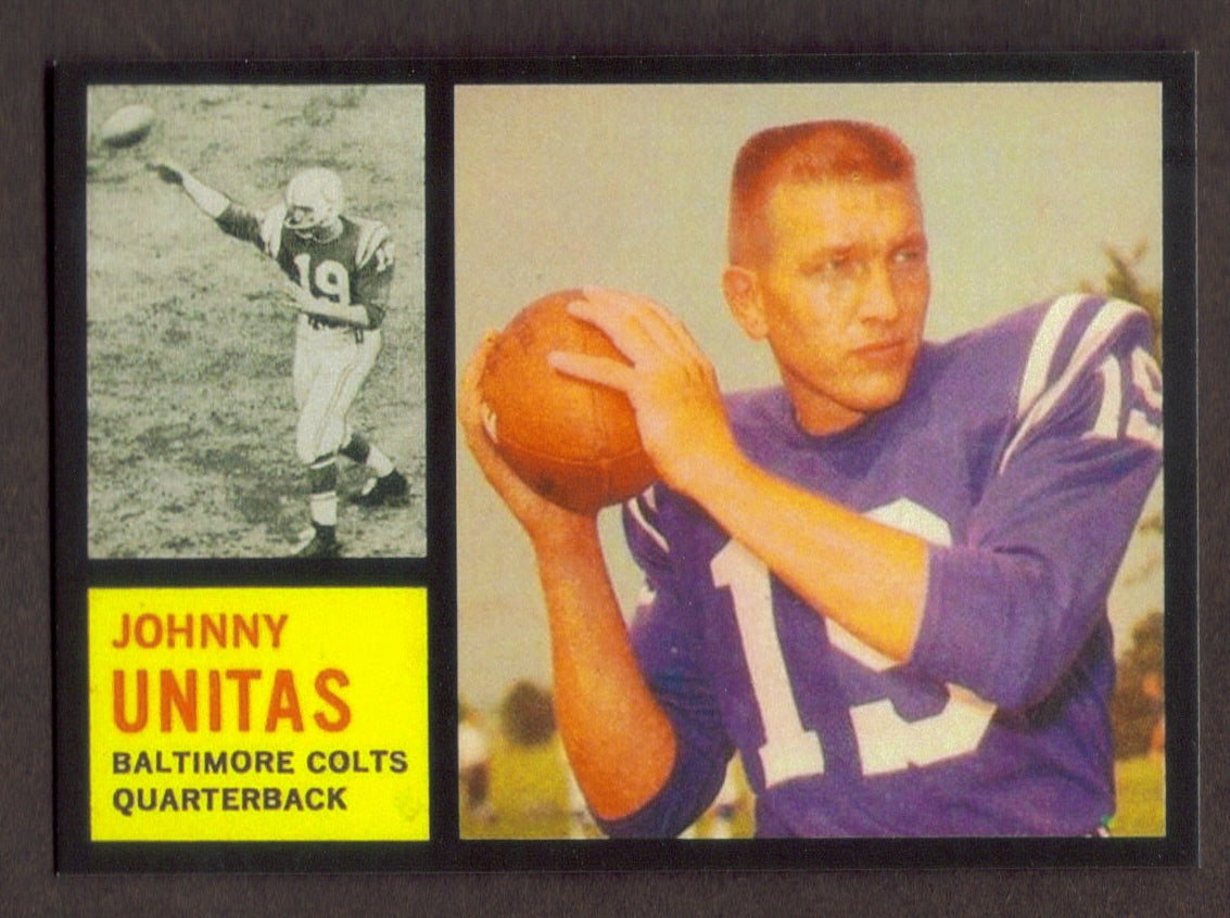 JOHNNY UNITAS RP Card 1 Colts 1962 T