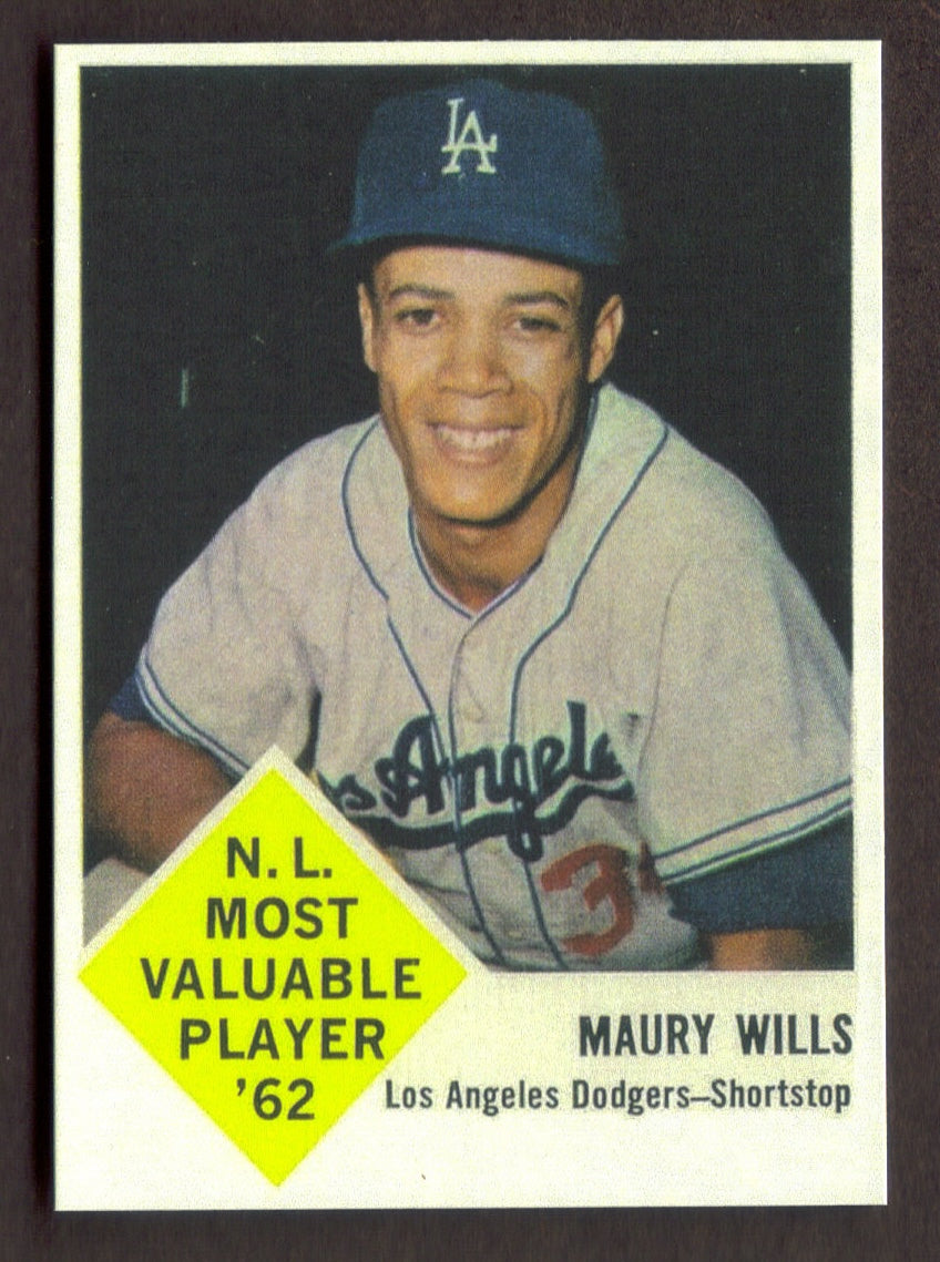 MAURY WILLS Rookie RP Card 43 MVP Dodgers RC 1963 F