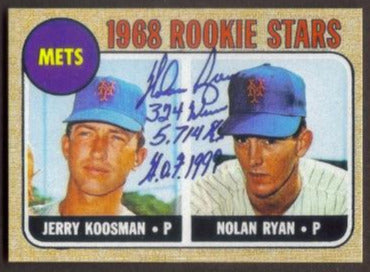 NOLAN RYAN Rookie RP Card 177 Facs Auto Koosman Mets RC 1968 T