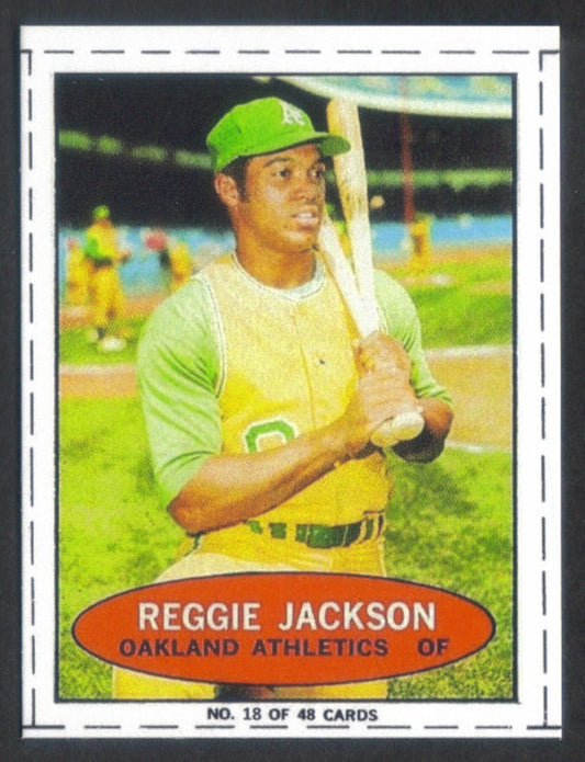 REGGIE JACKSON RP Card 18 A's 1971 Baz