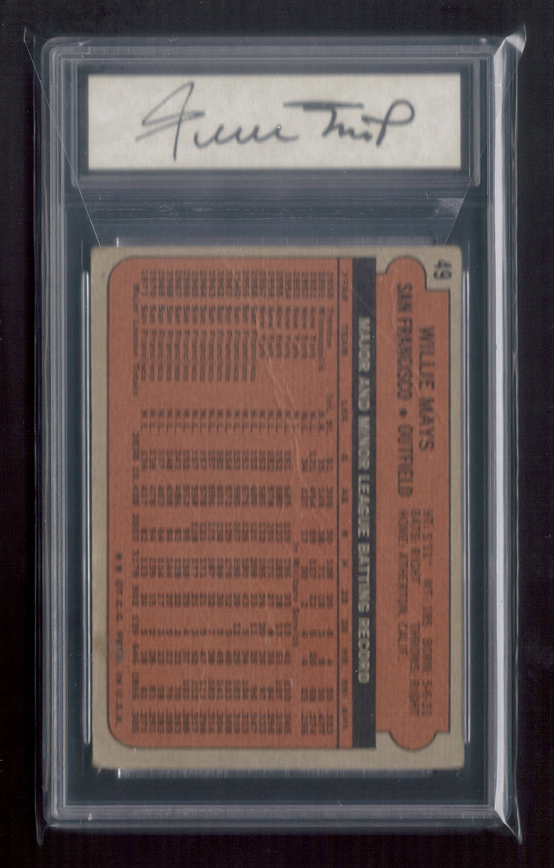 1972 Topps WILLIE MAYS Card 49 Giants Slabbed Authentic GD 2 Say-Hey c