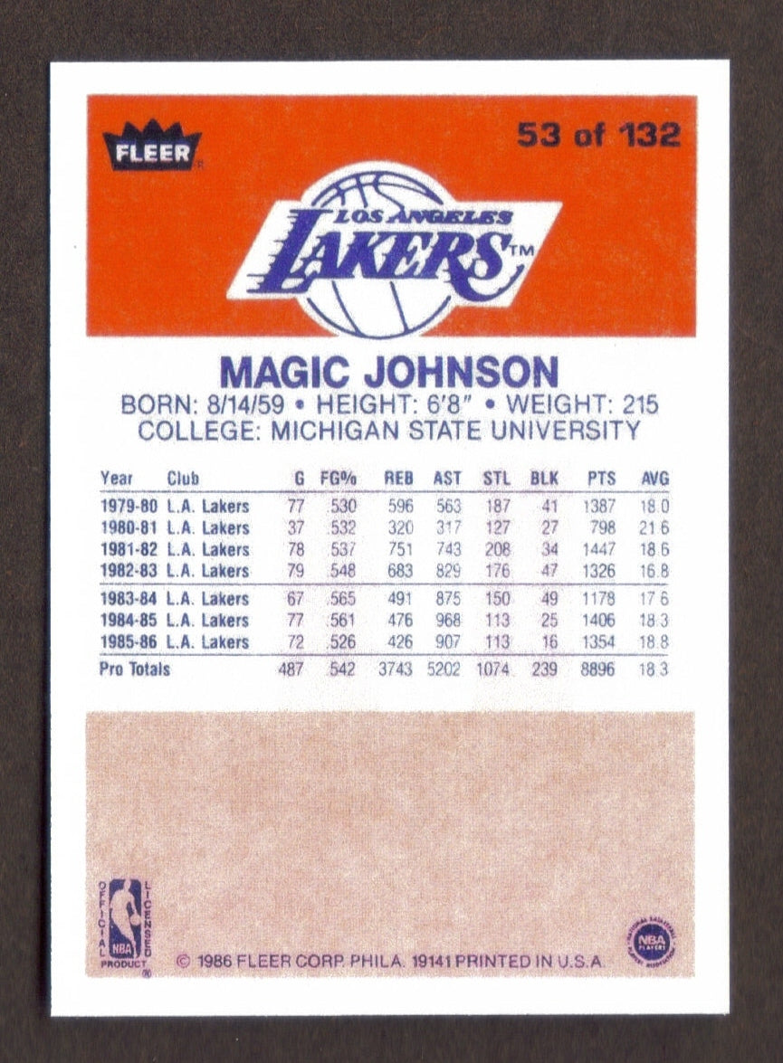 MAGIC JOHNSON RP Card 53 Lakers 1986 F