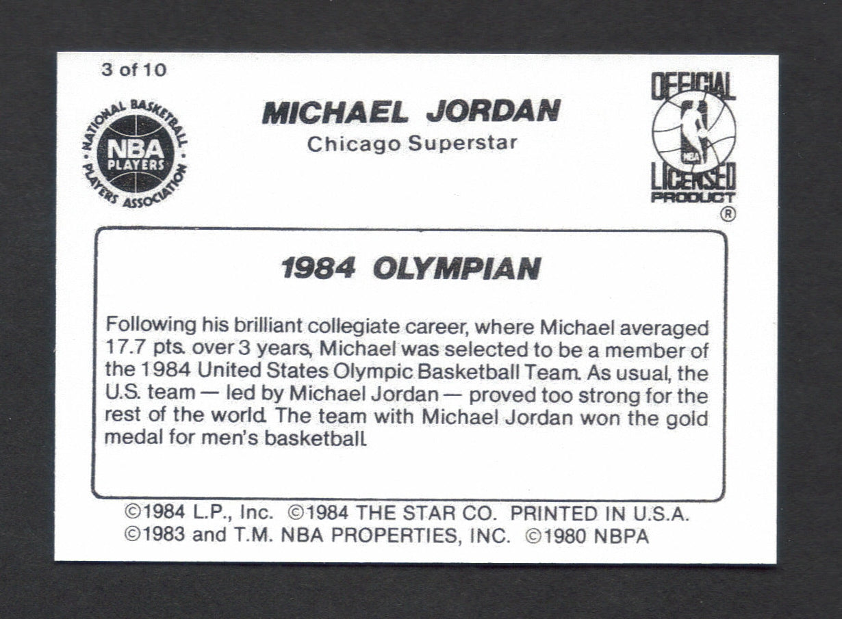 MICHAEL JORDAN RP Card 3 Olympian Bulls RC 1986 S