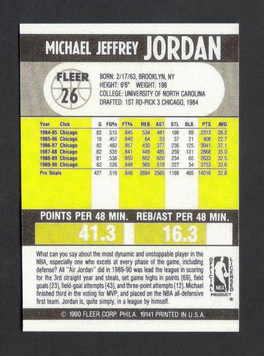 MICHAEL JORDAN RP Card 26 Bulls 1990 F