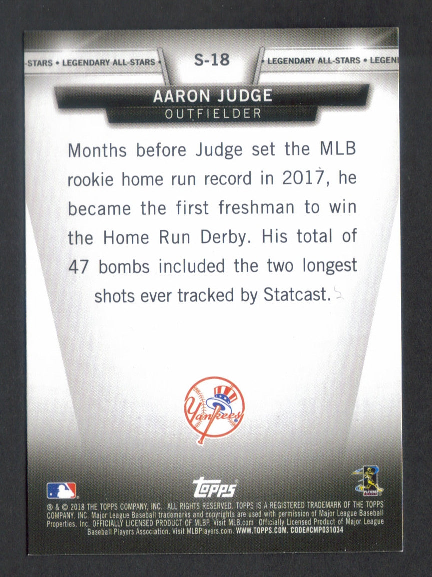 2018 Topps AARON JUDGE Card S18 Legendary AS Yankees RC NM-MT